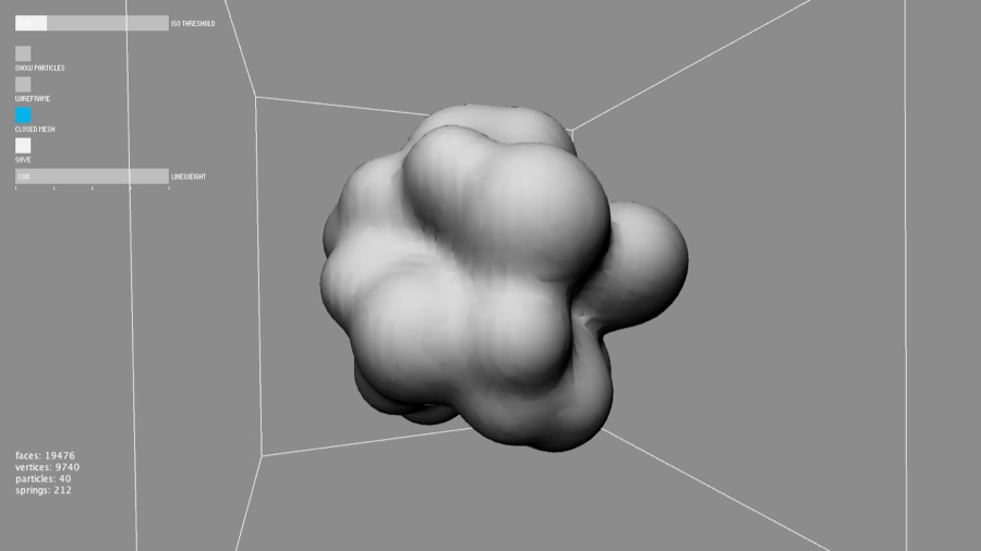 An organic 3D mesh generated in the Algorithmic Techtonics interface.